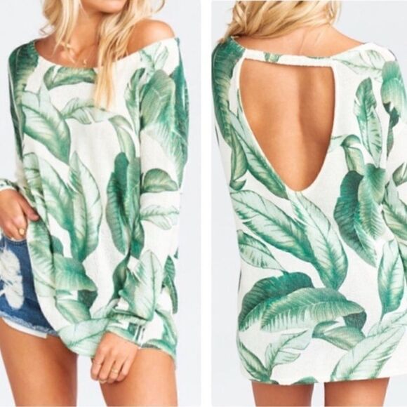 Show Me Your Mumu Ryan Rene Palm Leaf Tropical Knit Sweater. Size Medium. - Picture 1 of 11